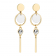 Gold and silver disc drop earrings