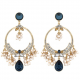 Blue crystal and pearl statement earings
