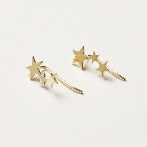 Naos Trio Star Gold Plated Creeper Earrings