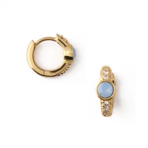 Air Blue Opal Pave Huggie Hoop Earrings Made With Swarovski Crystals
