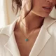 Turquoise Square Charm Necklace - Gold