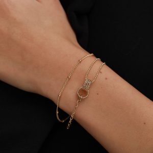 Cynthia Linked Rings Golden Multi Chain Bracelet