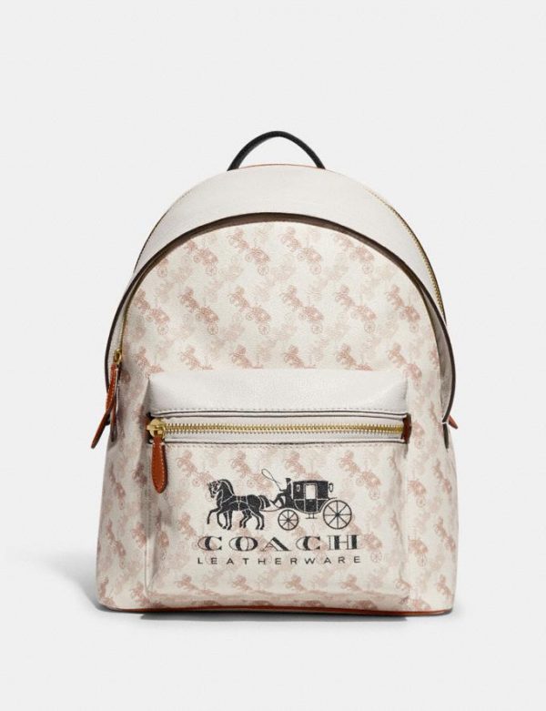 Charter-Backpack with Horse-Carriage Print