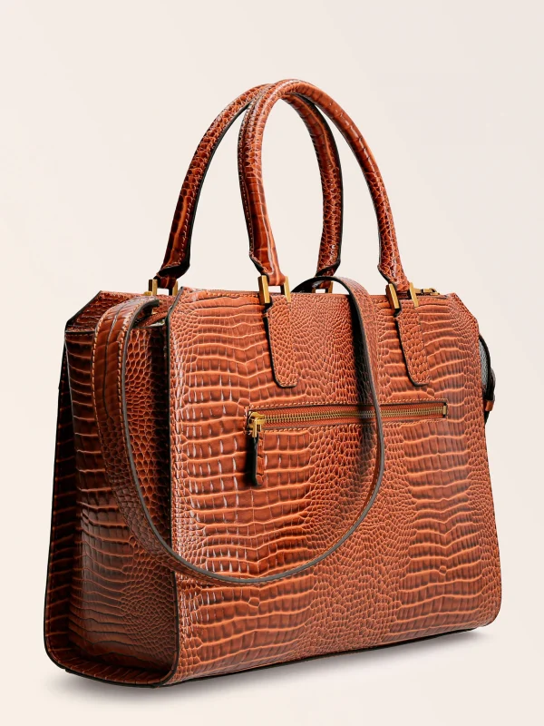 Brown Raquel Croc-Print Handbag