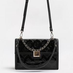 Black Embossed shoulder Handbag