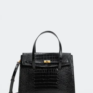 Black Croc-Effect Bag