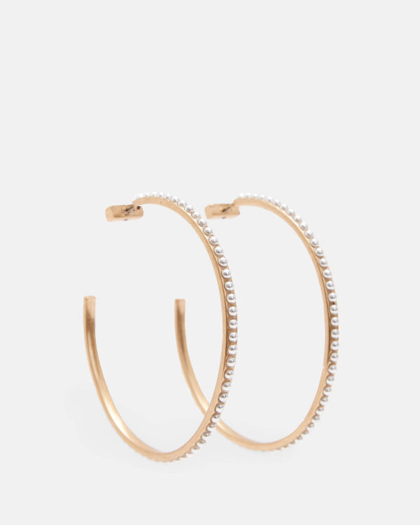 Pearl Large Gold-Tone Hoop Earrings