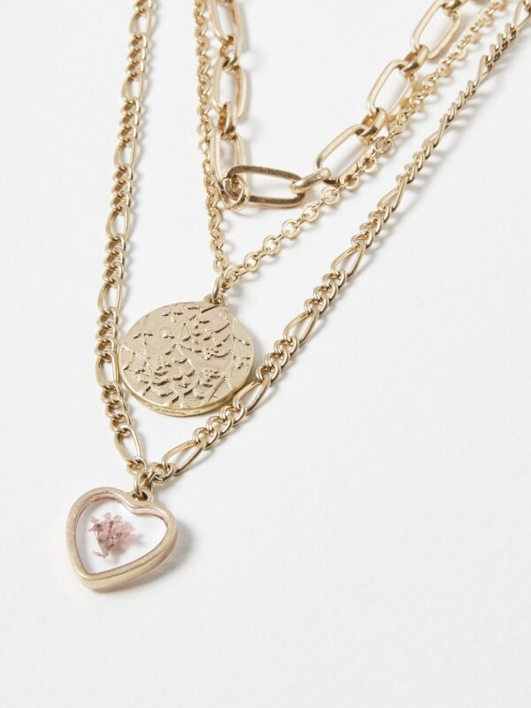 Pressed Flower & Disc Charm Chain Necklace