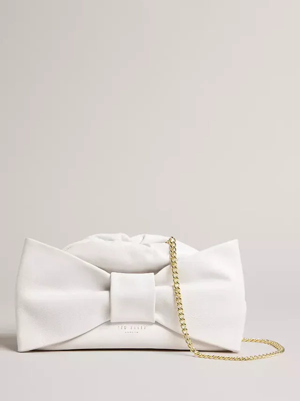 Niasa Bow Detail Leather Clutch Bag