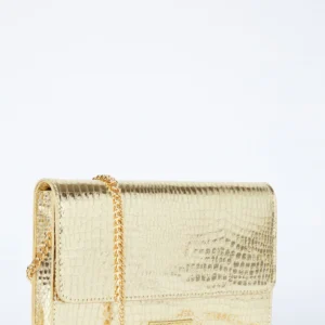 Gold Lipsy Foldover Clutch Bag
