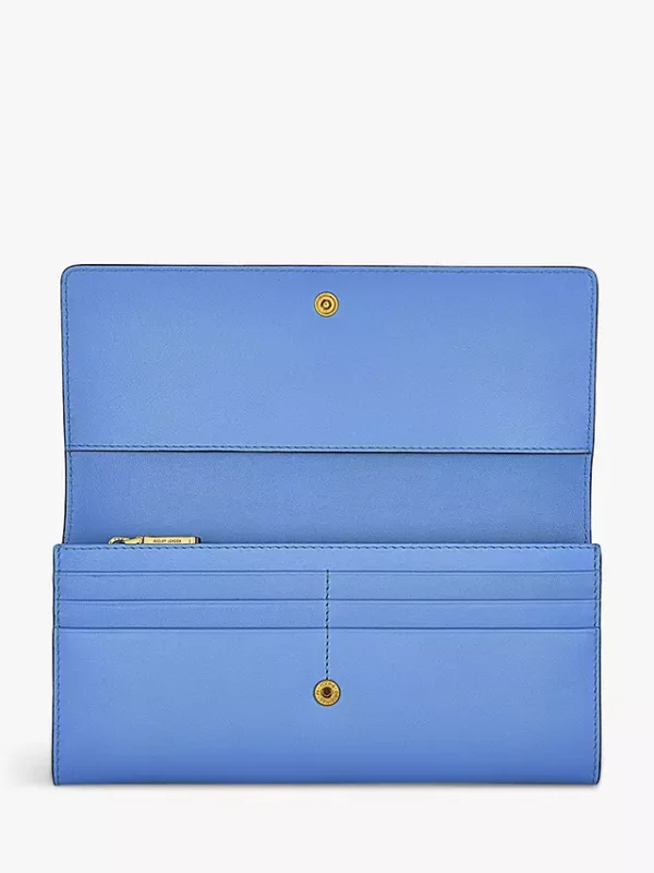 Blue Flapover Matinee Leather Purse