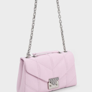 Lilac Eudora Chevron Trapeze Bag