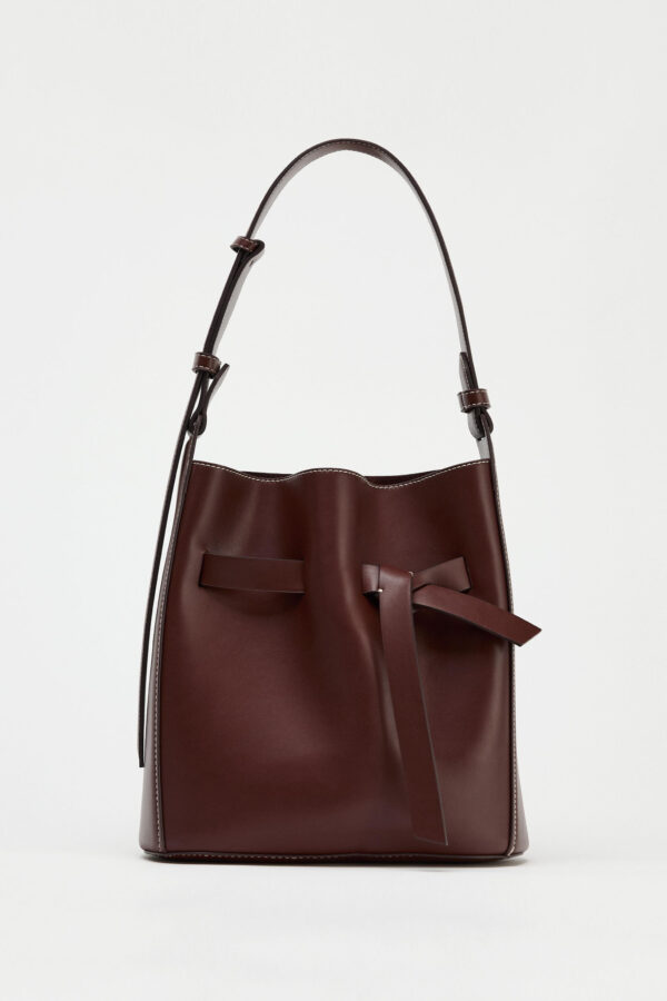 Knotted Burgundy Bucket Bag