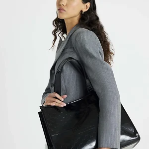 Black Embossed Shopper Bag