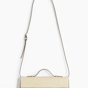 Light Beige Croc Crossbody Bag